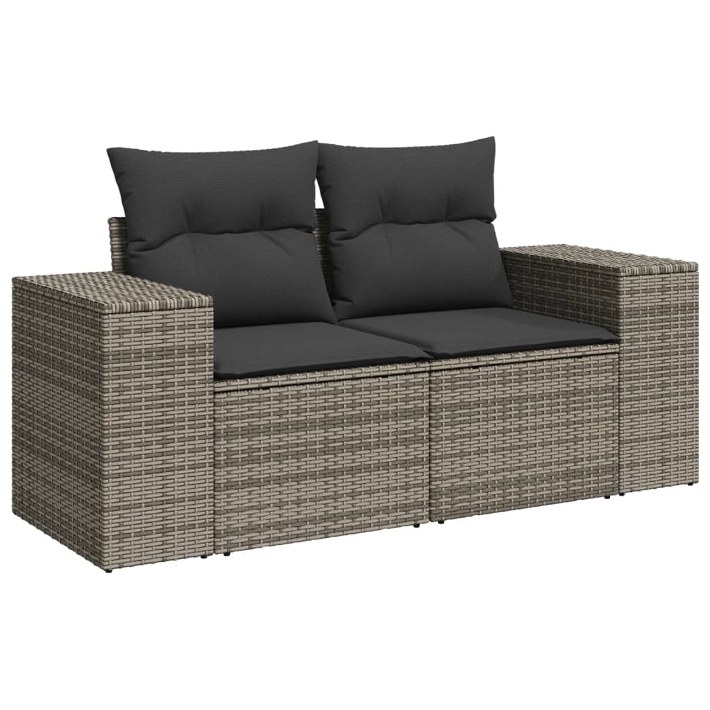 10-delige Loungeset met kussens poly rattan beige