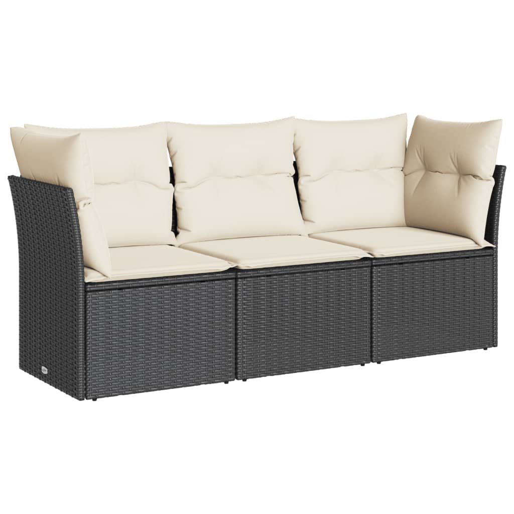 3-delige Loungeset met kussens poly rattan