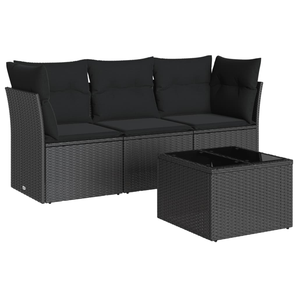 3-delige Loungeset met kussens poly rattan