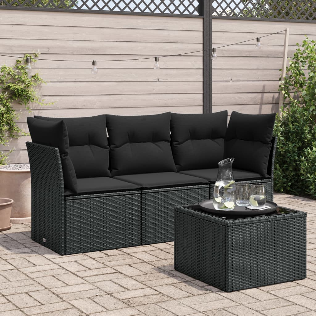 3-delige Loungeset met kussens poly rattan