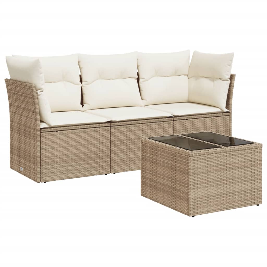 3-delige Loungeset met kussens poly rattan