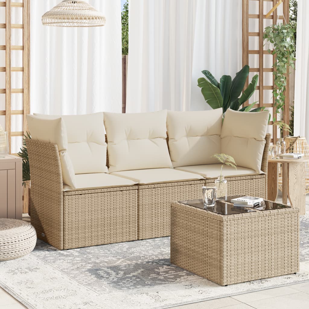 3-delige Loungeset met kussens poly rattan