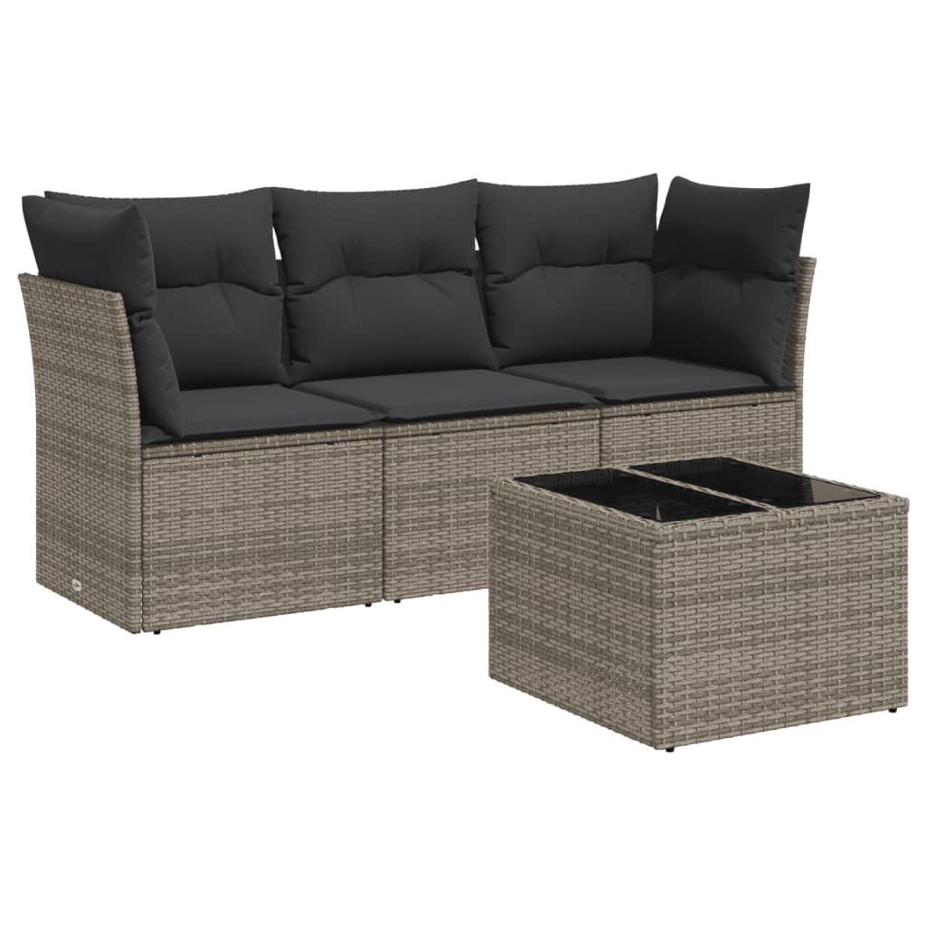 3-delige Loungeset met kussens poly rattan