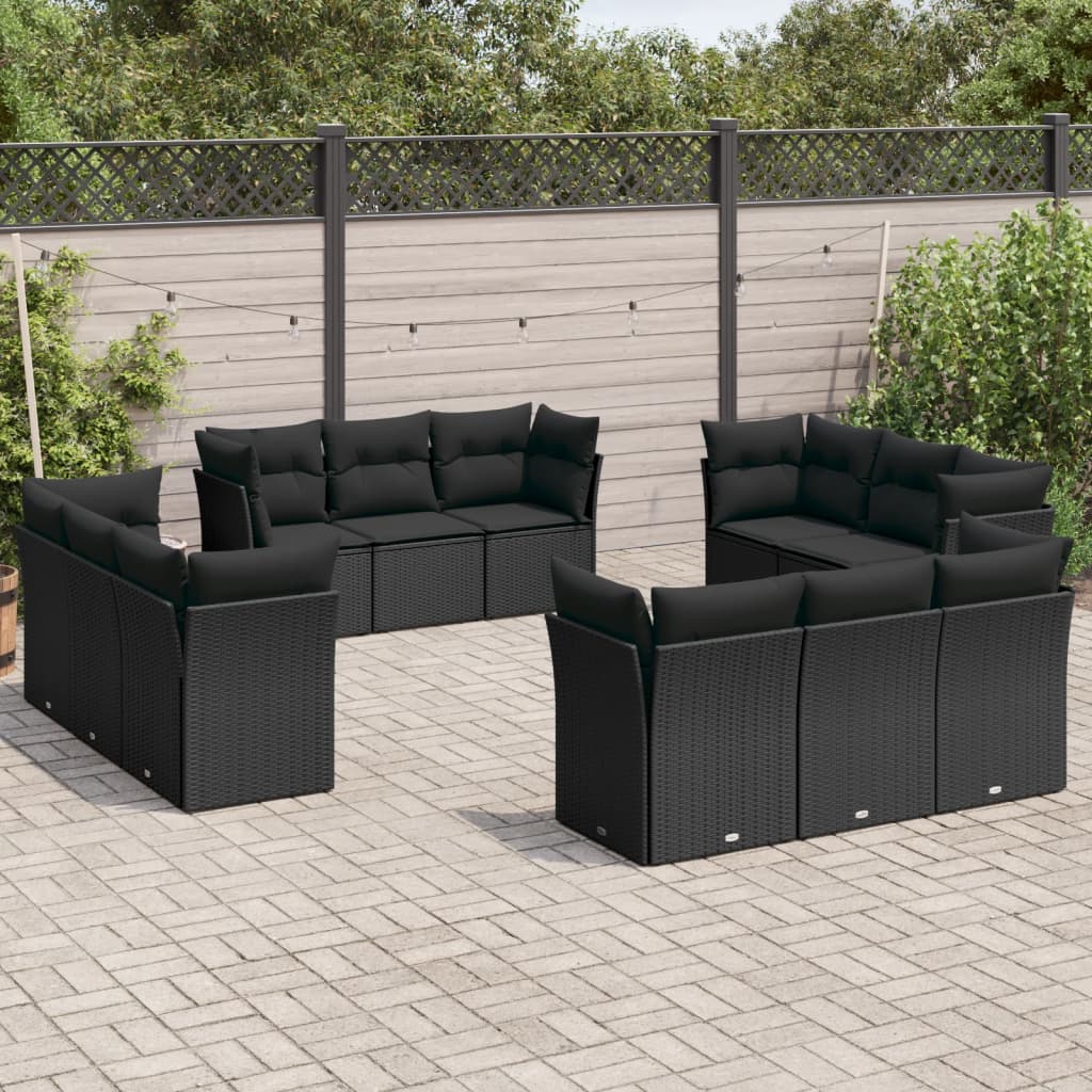 12-delige Loungeset met kussens poly rattan