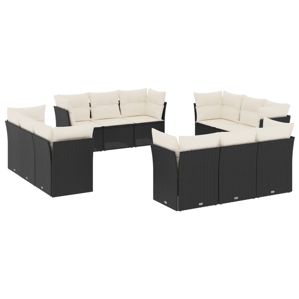 13-delige Loungeset met kussens poly rattan grijs