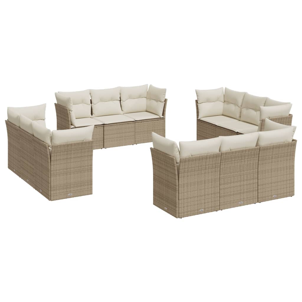 13-delige Loungeset met kussens poly rattan grijs