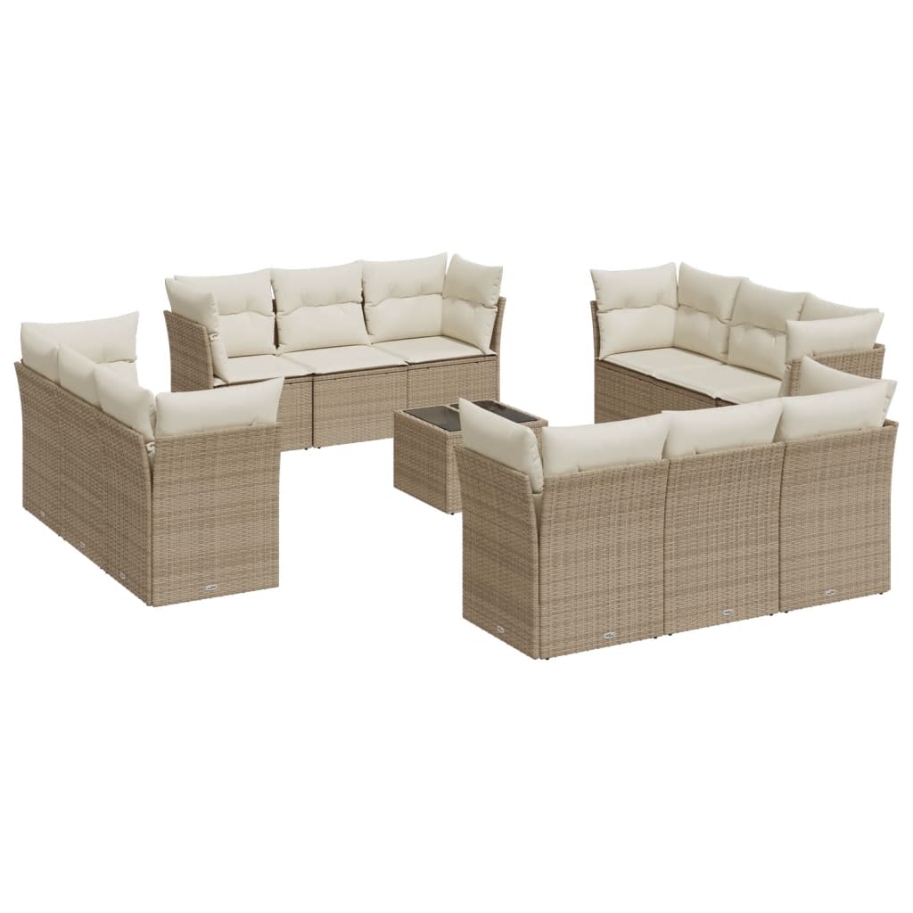 12-delige Loungeset met kussens poly rattan