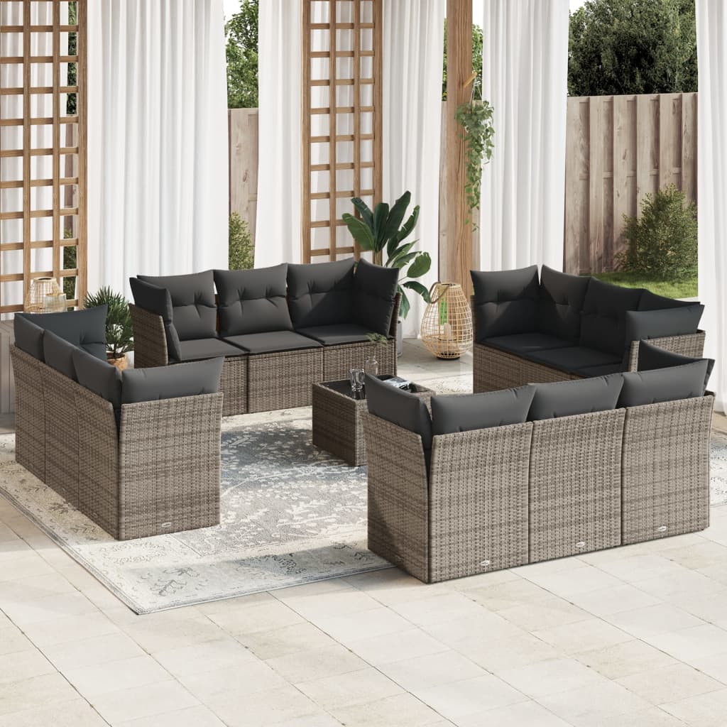 12-delige Loungeset met kussens poly rattan