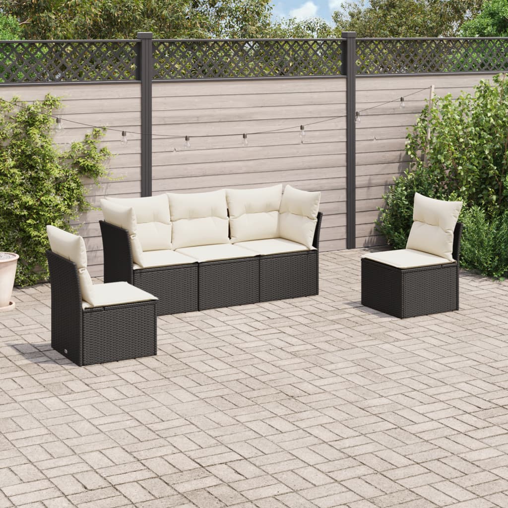 6-delige Loungeset met kussens poly rattan