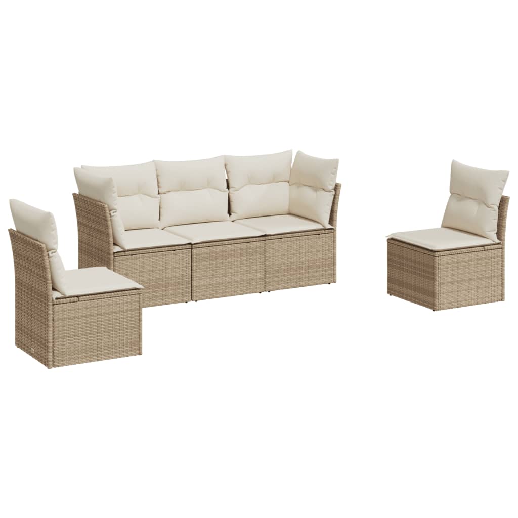 6-delige Loungeset met kussens poly rattan