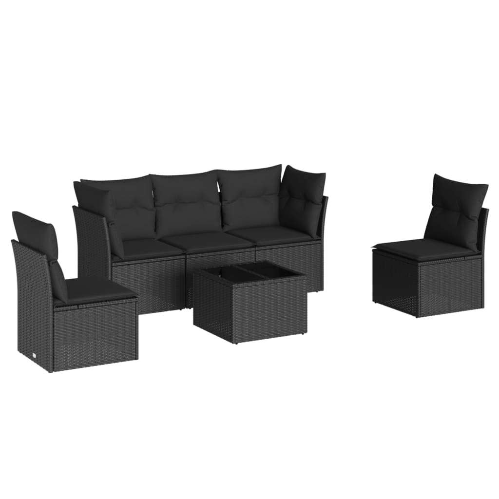 6-delige Loungeset met kussens poly rattan