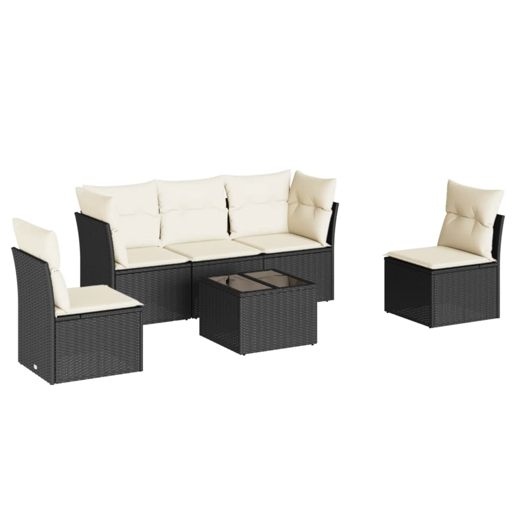 6-delige Loungeset met kussens poly rattan