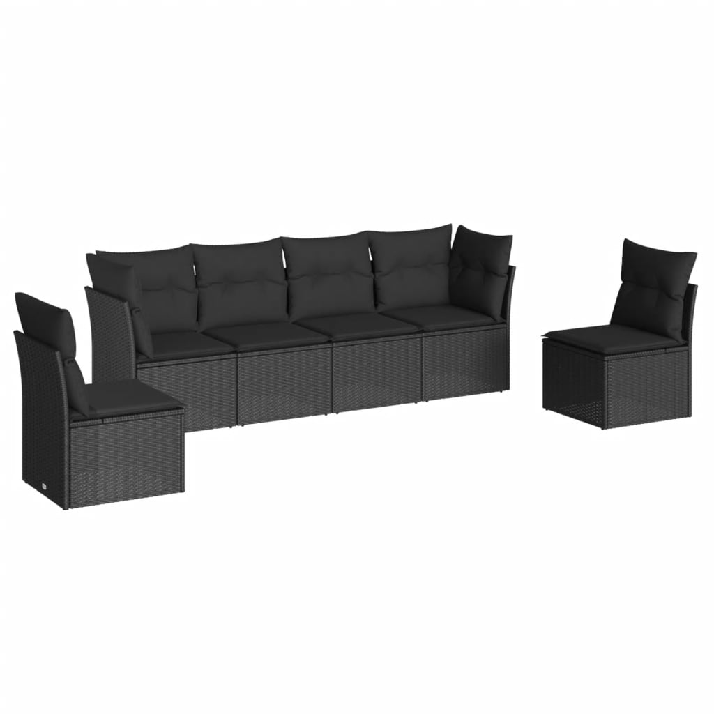 7-delige Loungeset met kussens poly rattan