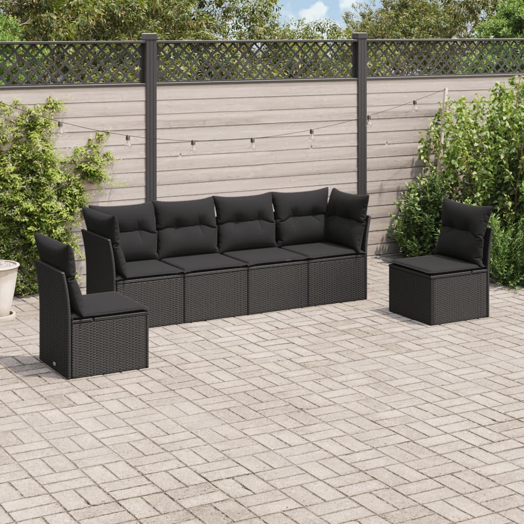 7-delige Loungeset met kussens poly rattan