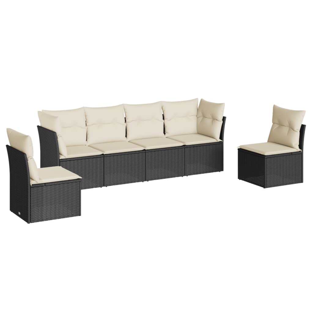 7-delige Loungeset met kussens poly rattan