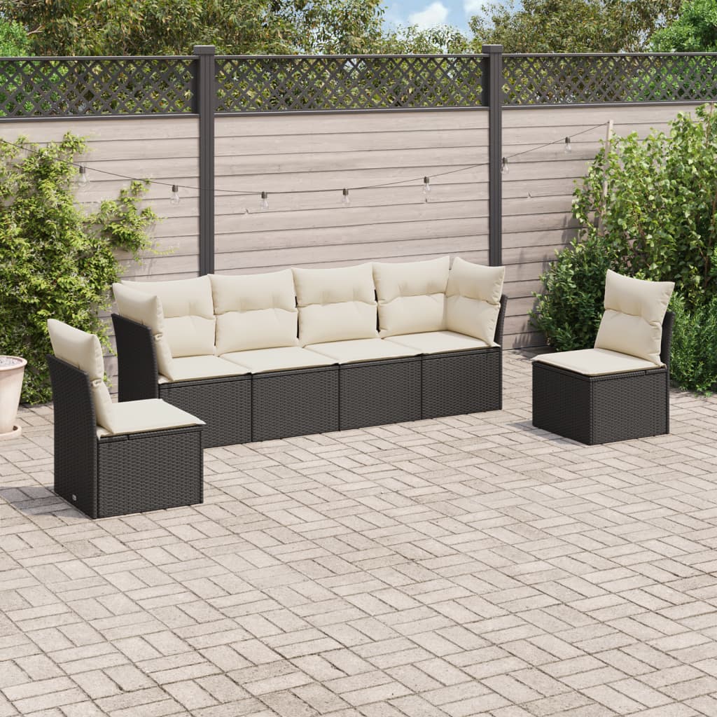 7-delige Loungeset met kussens poly rattan