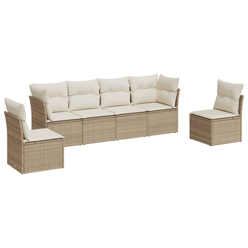 7-delige Loungeset met kussens poly rattan