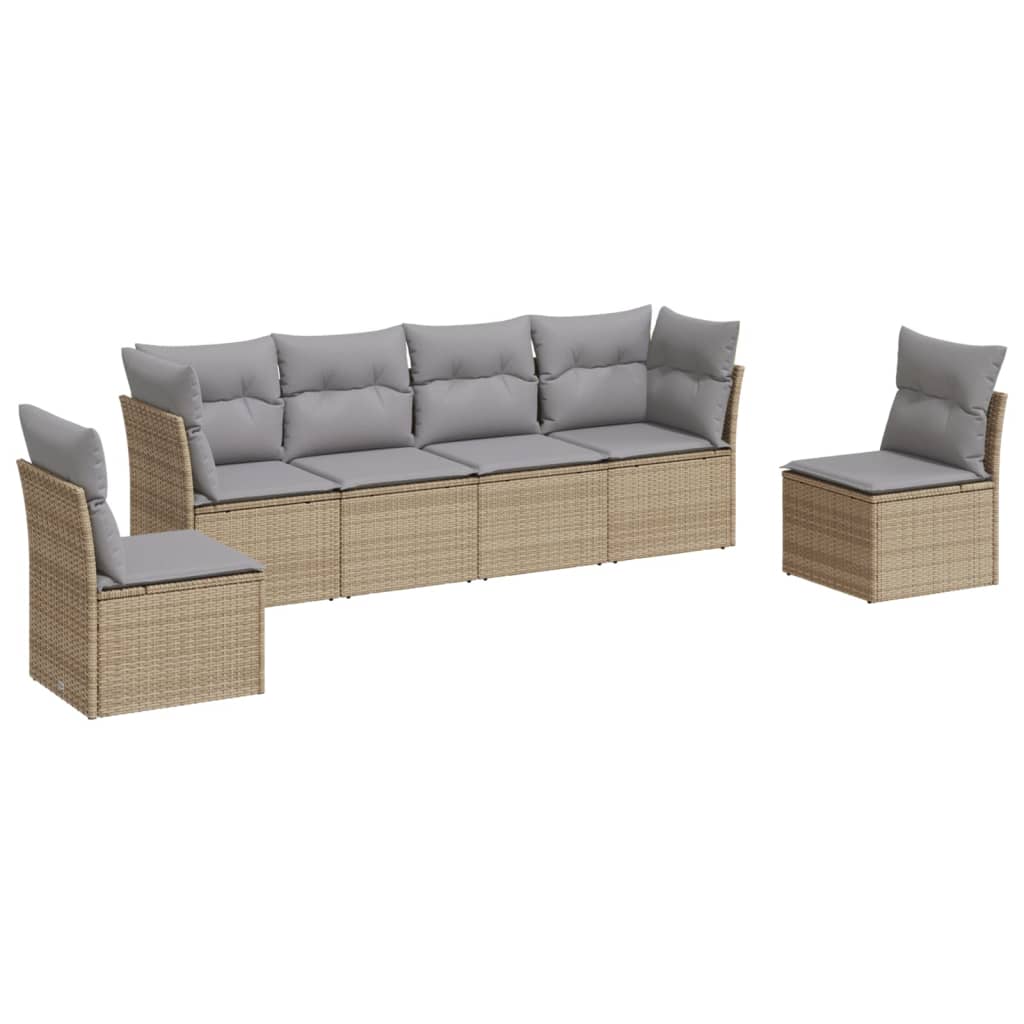 7-delige Loungeset met kussens poly rattan