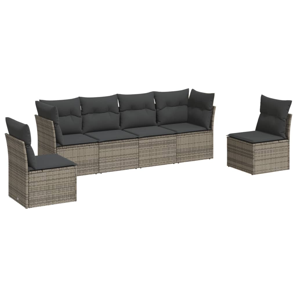 7-delige Loungeset met kussens poly rattan