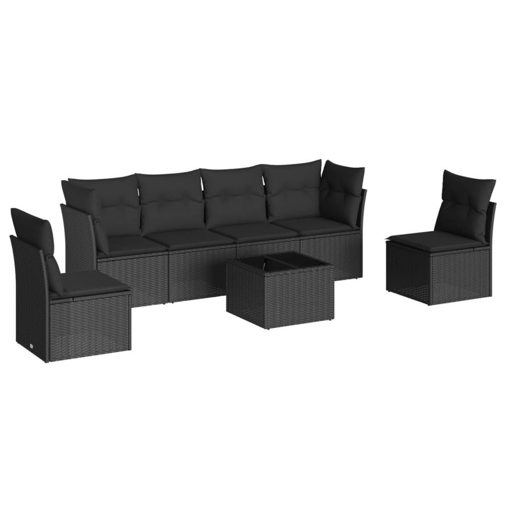 7-delige Loungeset met kussens poly rattan