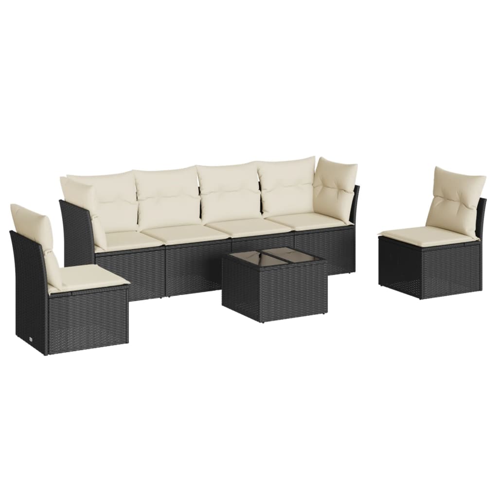 7-delige Loungeset met kussens poly rattan