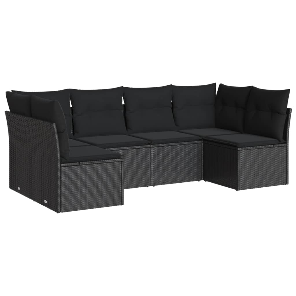 7-delige Loungeset met kussens poly rattan