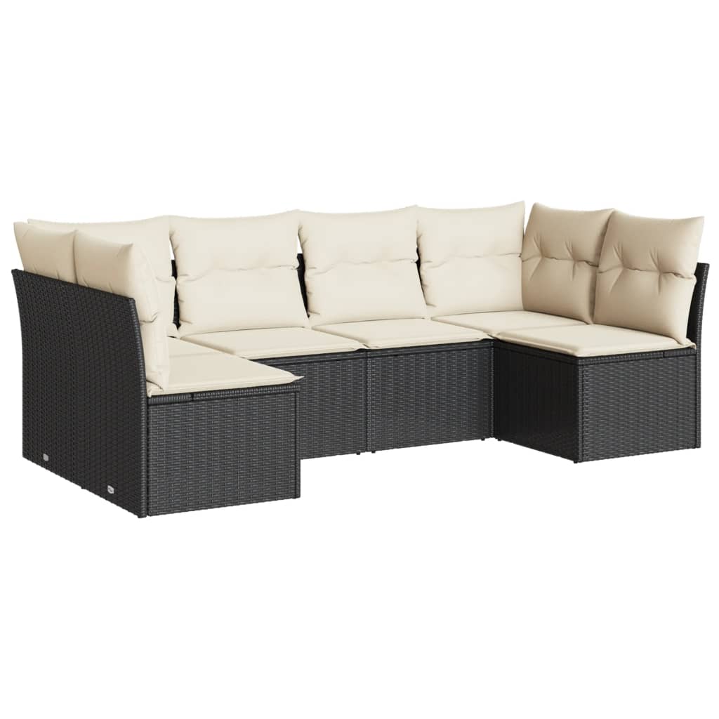 7-delige Loungeset met kussens poly rattan