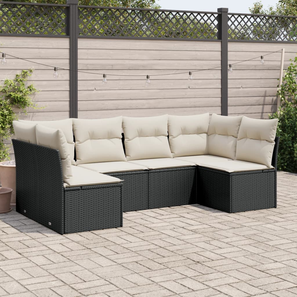 7-delige Loungeset met kussens poly rattan