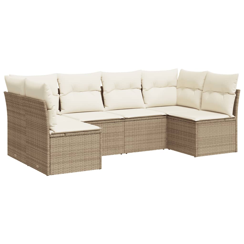 7-delige Loungeset met kussens poly rattan