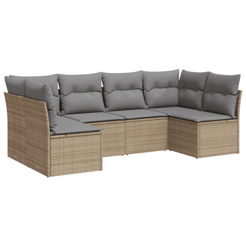 7-delige Loungeset met kussens poly rattan