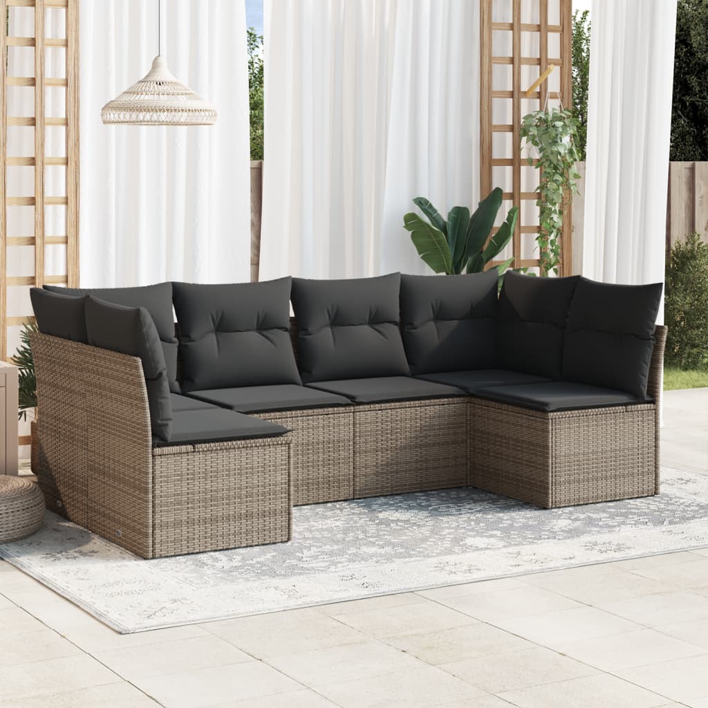 7-delige Loungeset met kussens poly rattan