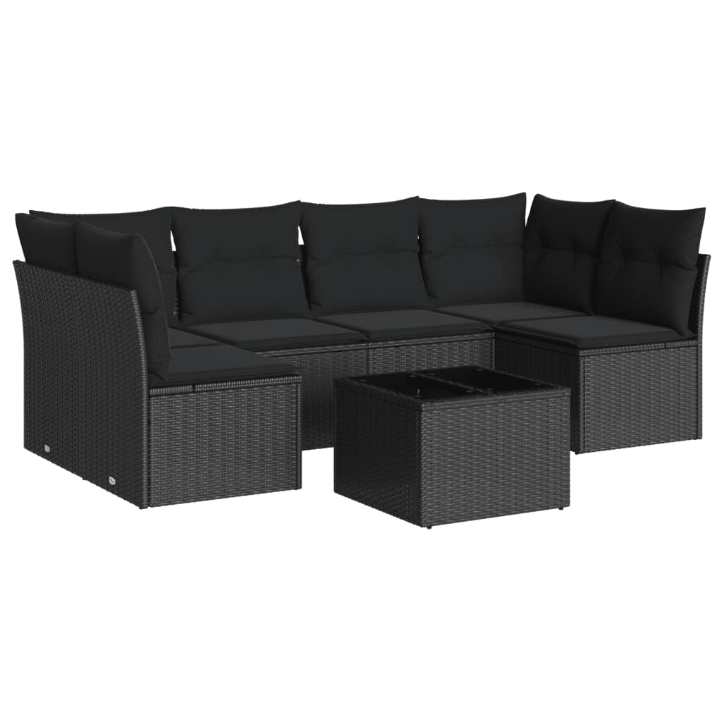 7-delige Loungeset met kussens poly rattan