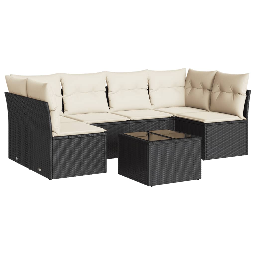 7-delige Loungeset met kussens poly rattan