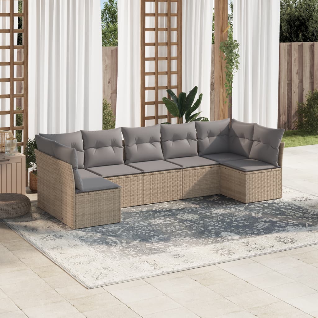 8-delige Loungeset met kussens poly rattan