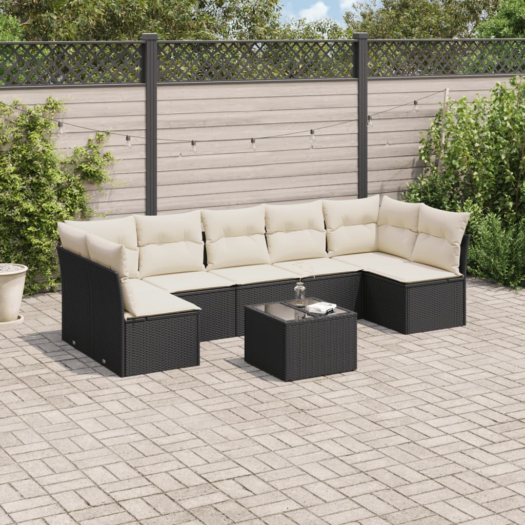 8-delige Loungeset met kussens poly rattan