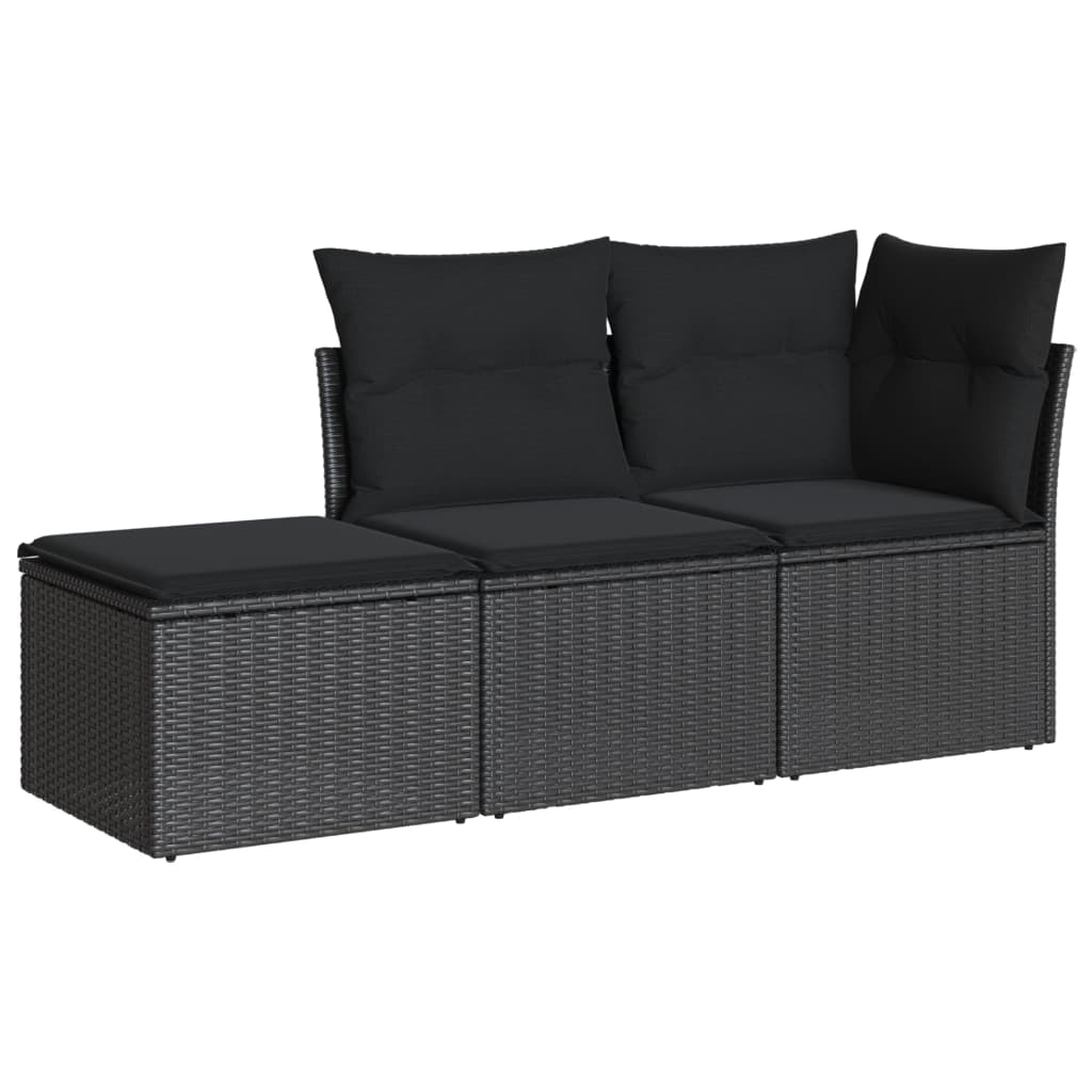 3-delige Loungeset met kussens poly rattan