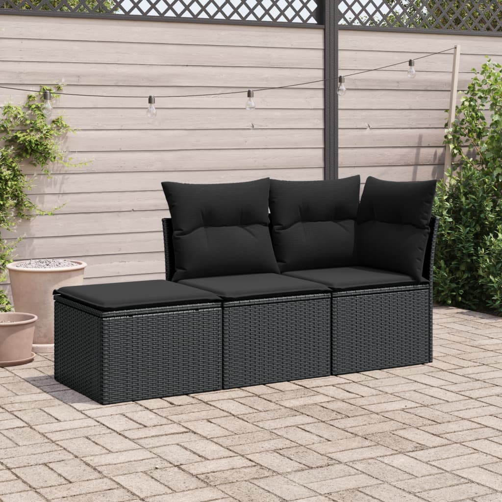 3-delige Loungeset met kussens poly rattan