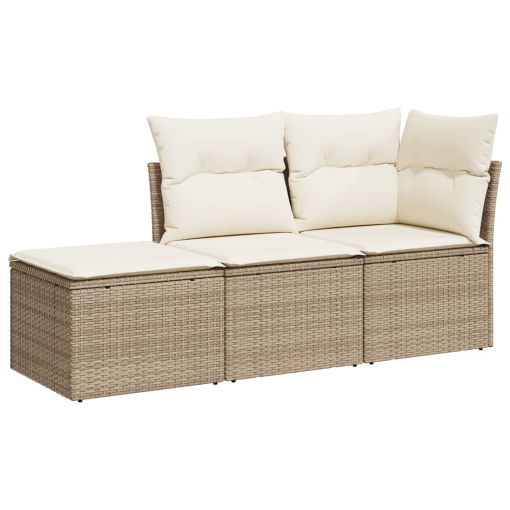 3-delige Loungeset met kussens poly rattan