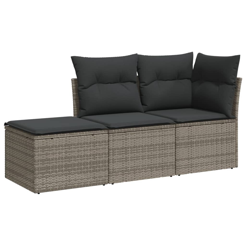 3-delige Loungeset met kussens poly rattan