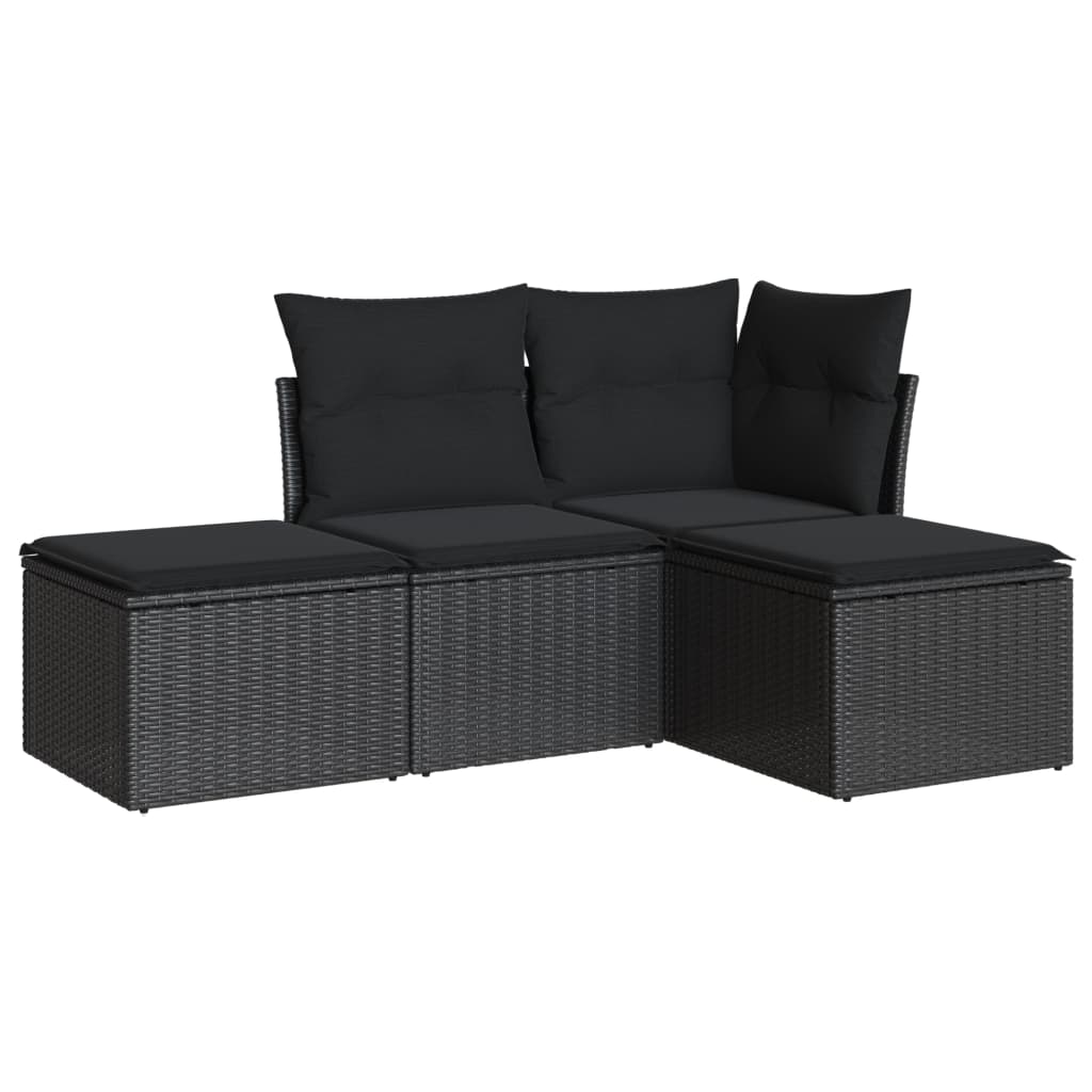 4-delige Loungeset met kussens poly rattan