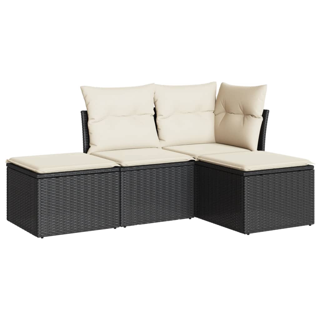 4-delige Loungeset met kussens poly rattan