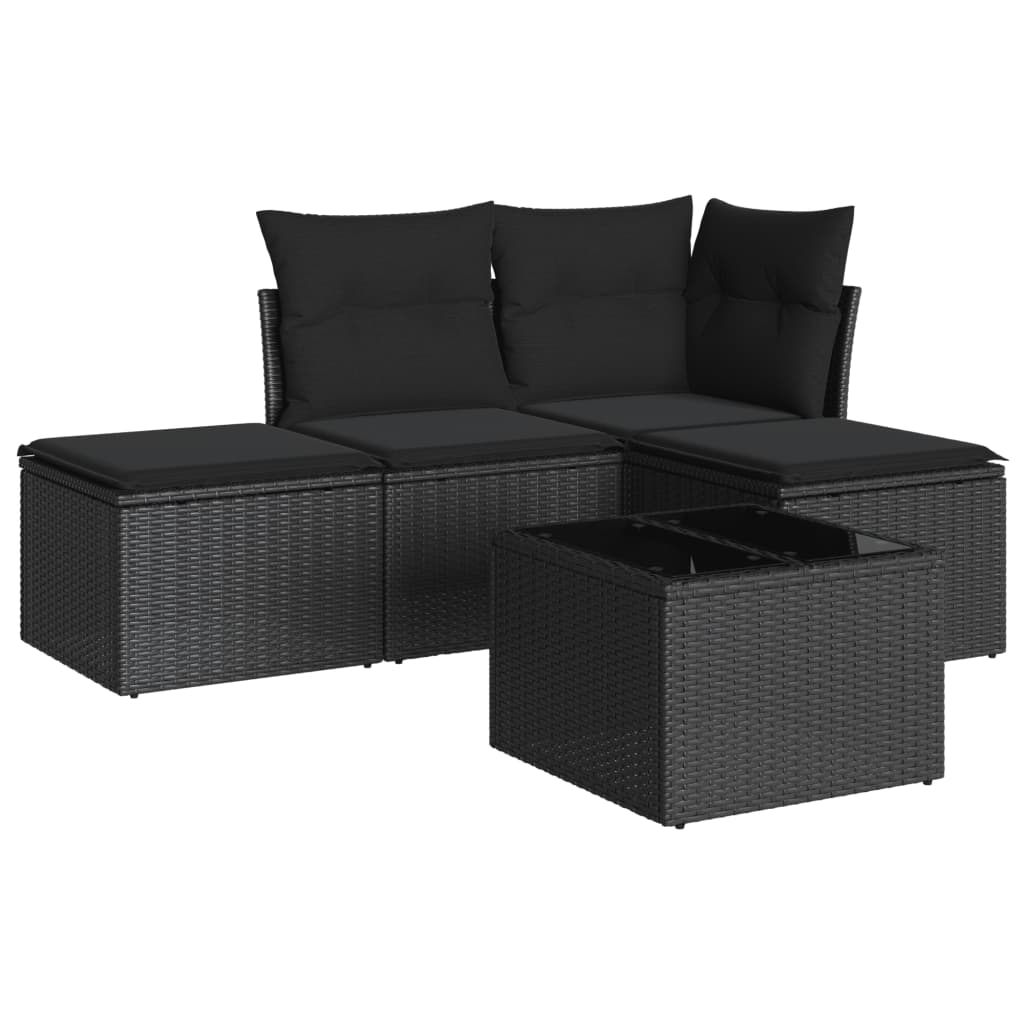 4-delige Loungeset met kussens poly rattan