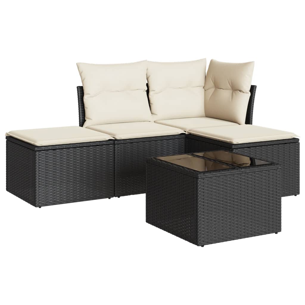 4-delige Loungeset met kussens poly rattan