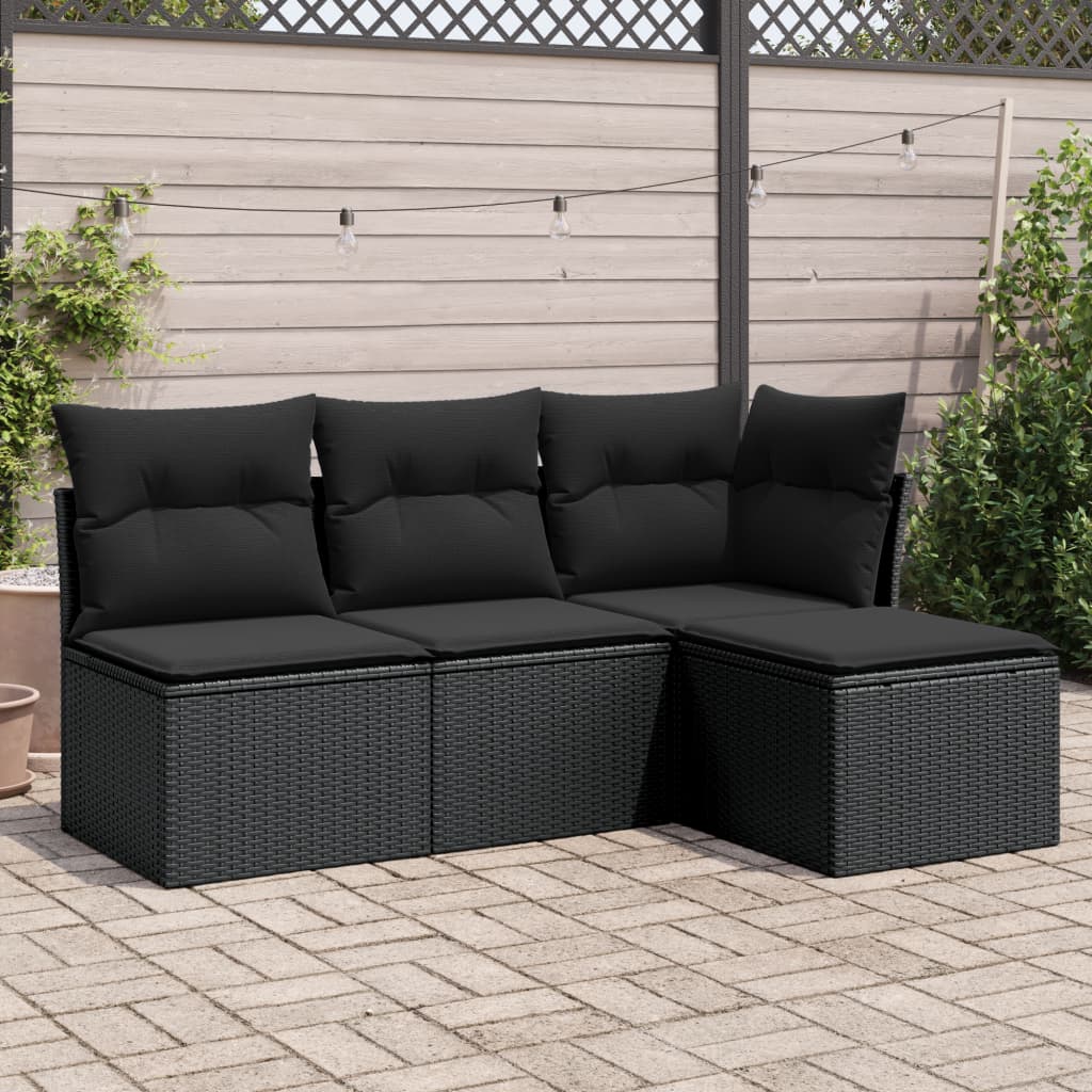 5-delige Loungeset met kussens poly rattan