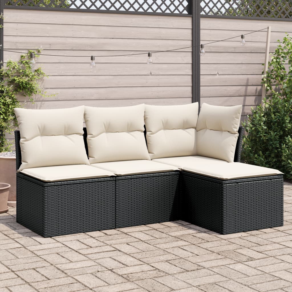 5-delige Loungeset met kussens poly rattan