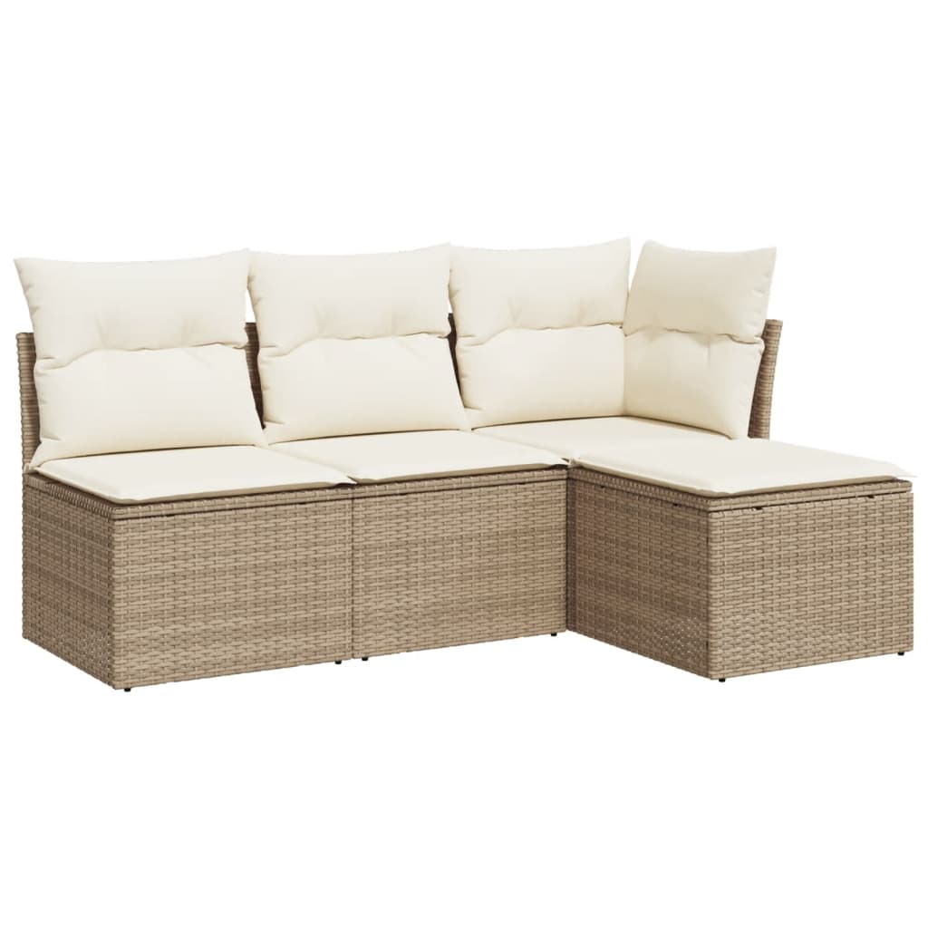 5-delige Loungeset met kussens poly rattan