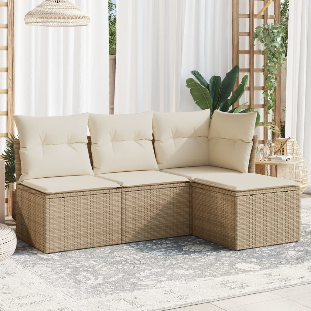 5-delige Loungeset met kussens poly rattan