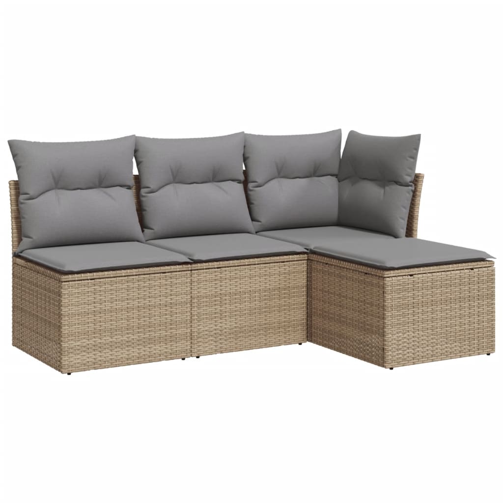 5-delige Loungeset met kussens poly rattan