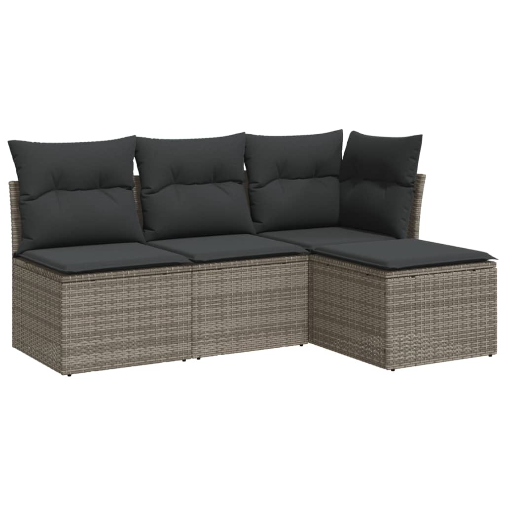 5-delige Loungeset met kussens poly rattan