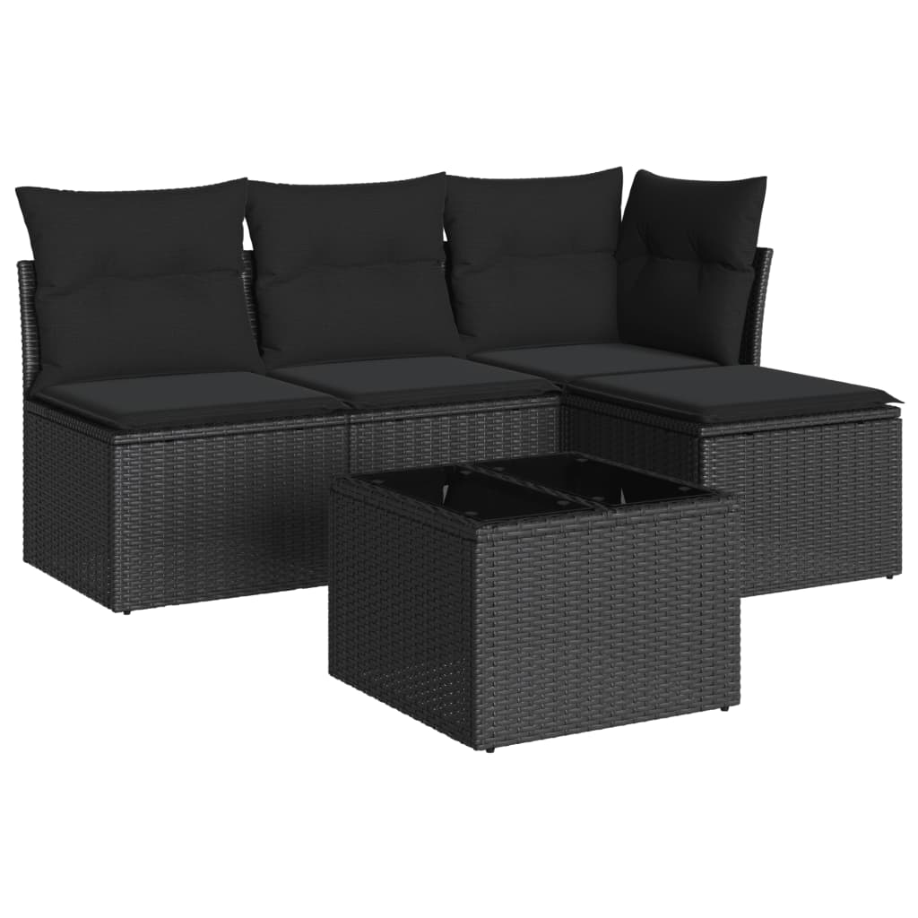 5-delige Loungeset met kussens poly rattan